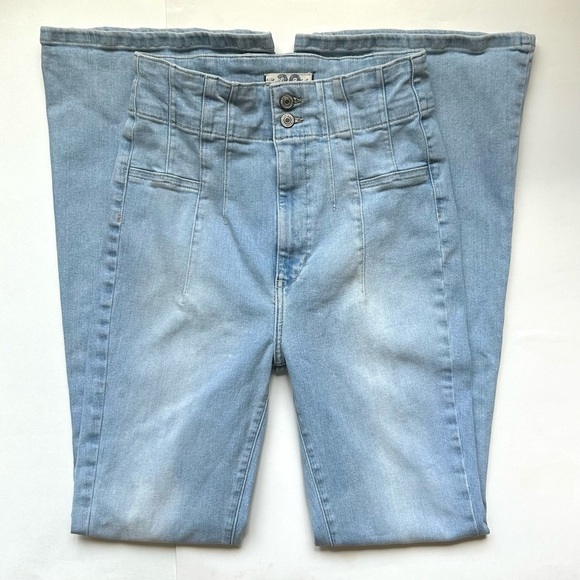 Free People We the Free Jayde Flare Jeans High Rise Wide Leg Light Wash Size 30 - Picture 8 of 12